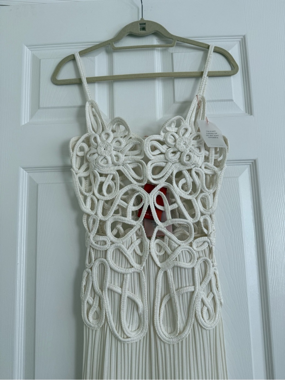 Cult Gaia Nalda Crocheted Semi Sheer Stretch Knit Dress Off White NEW with tags - Picture 4 of 13